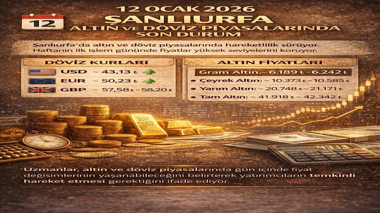 12 Ocak 2026 Şanlıurfa Altın ve Döviz Piyasalarında Son Durum